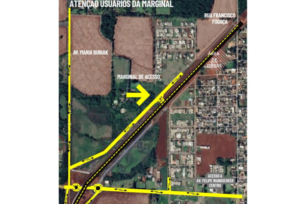 Perimetral Leste libera via marginal que dá acesso ao bairro Florata, em Foz