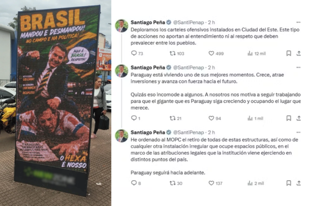 Após polêmica com imagem de Bolsonaro, Peña ordena retirada de outdoors irregulares